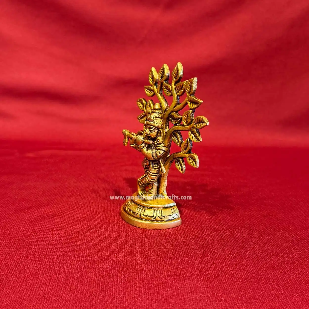 4 inches brass tree Krishna idol - image 3