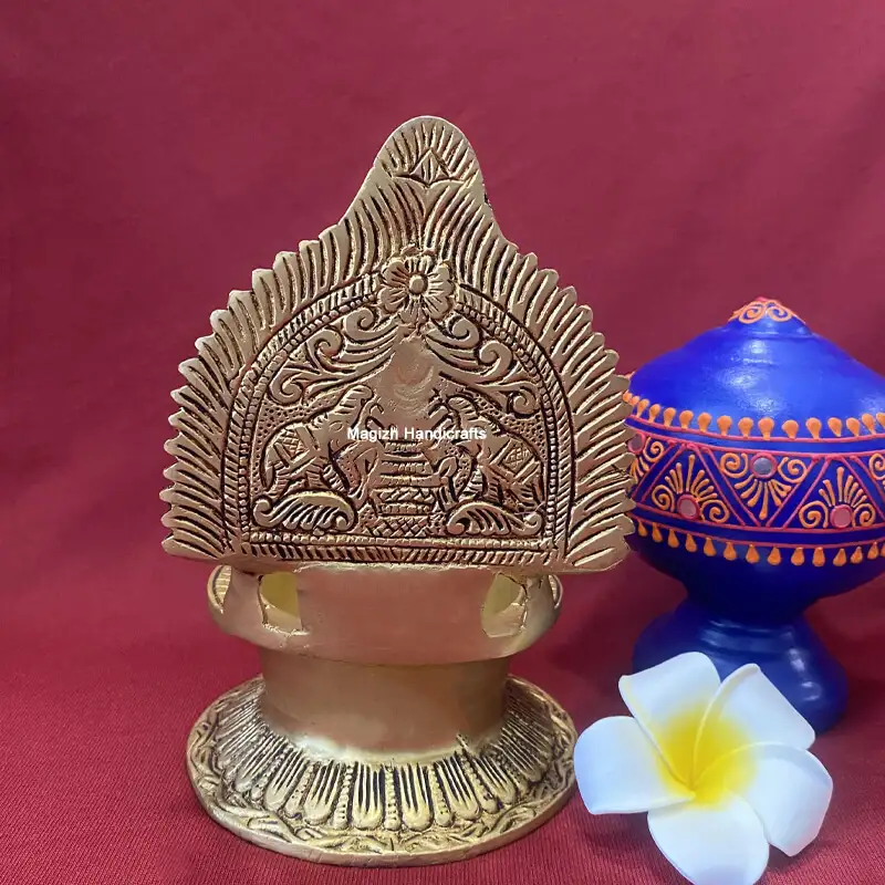 7 inches Brass Vinayagar Double side Eli Vilakku - secondary