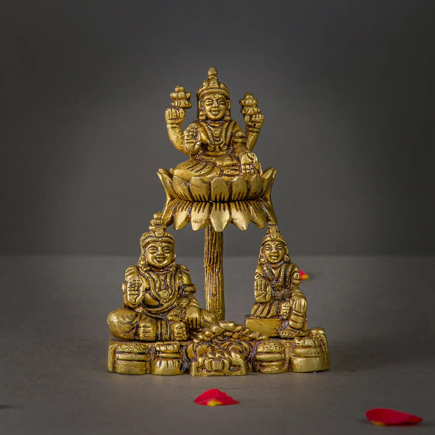 5 inches Brass Kuber Goddess Chithirini and Lotus Lakshmi idol - image 1