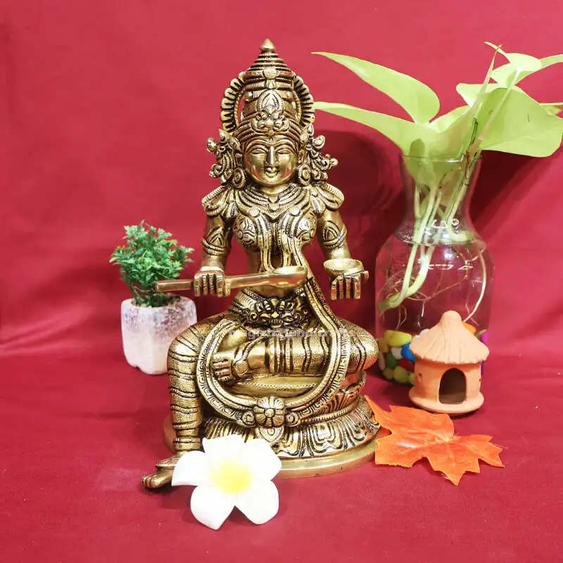 10.5 inches Brass Annapoorni one hand spoon Oval base idol SC