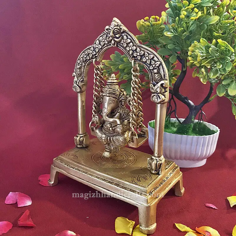 8 inches Brass Swing Ganesha idol - SC - secondary
