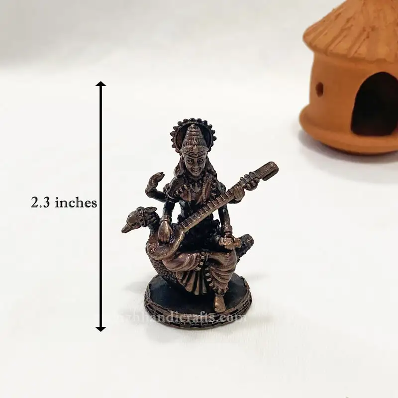 2.3 inches Copper Swan Goddess Saraswathi idol - secondary