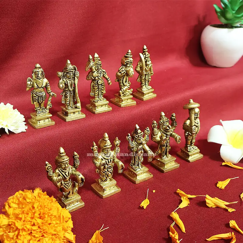 Brass Dashavathar Vishnu set 2.5 inches
