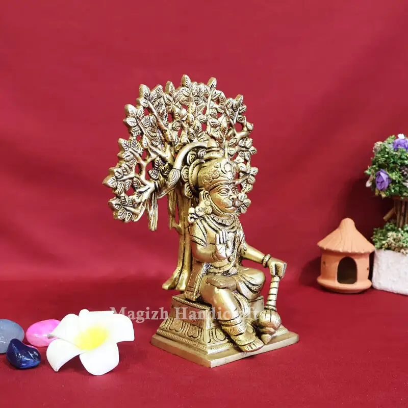Brass Tree sitting Hanuman idol - secondary