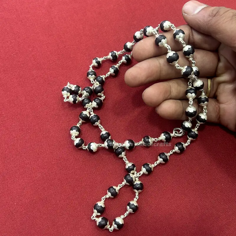 Original Karungali mala with silver capping-8m - secondary