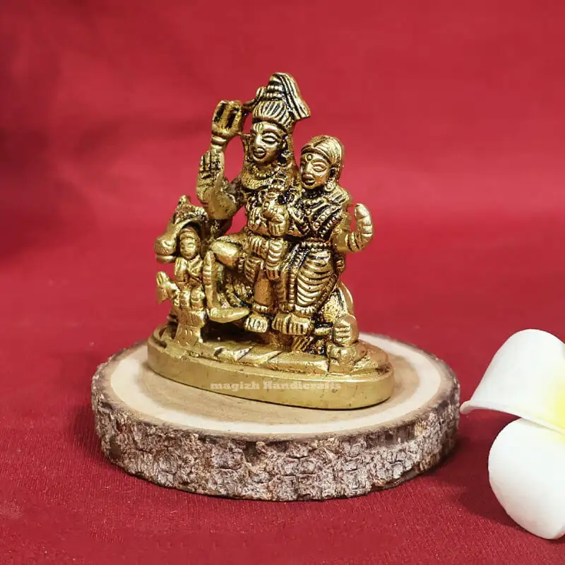 2.5 inches Brass Lord Shiva family set statue - secondary