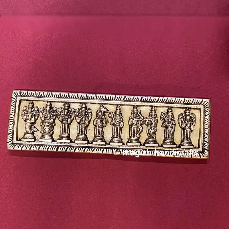 14 inches Brass Dashavathar Vishnu Avathar wall hanging