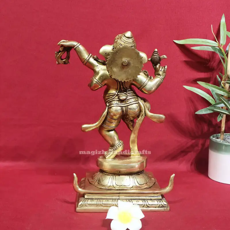 11 inches brass Standing Dancing Ganesha idol SC - image 3