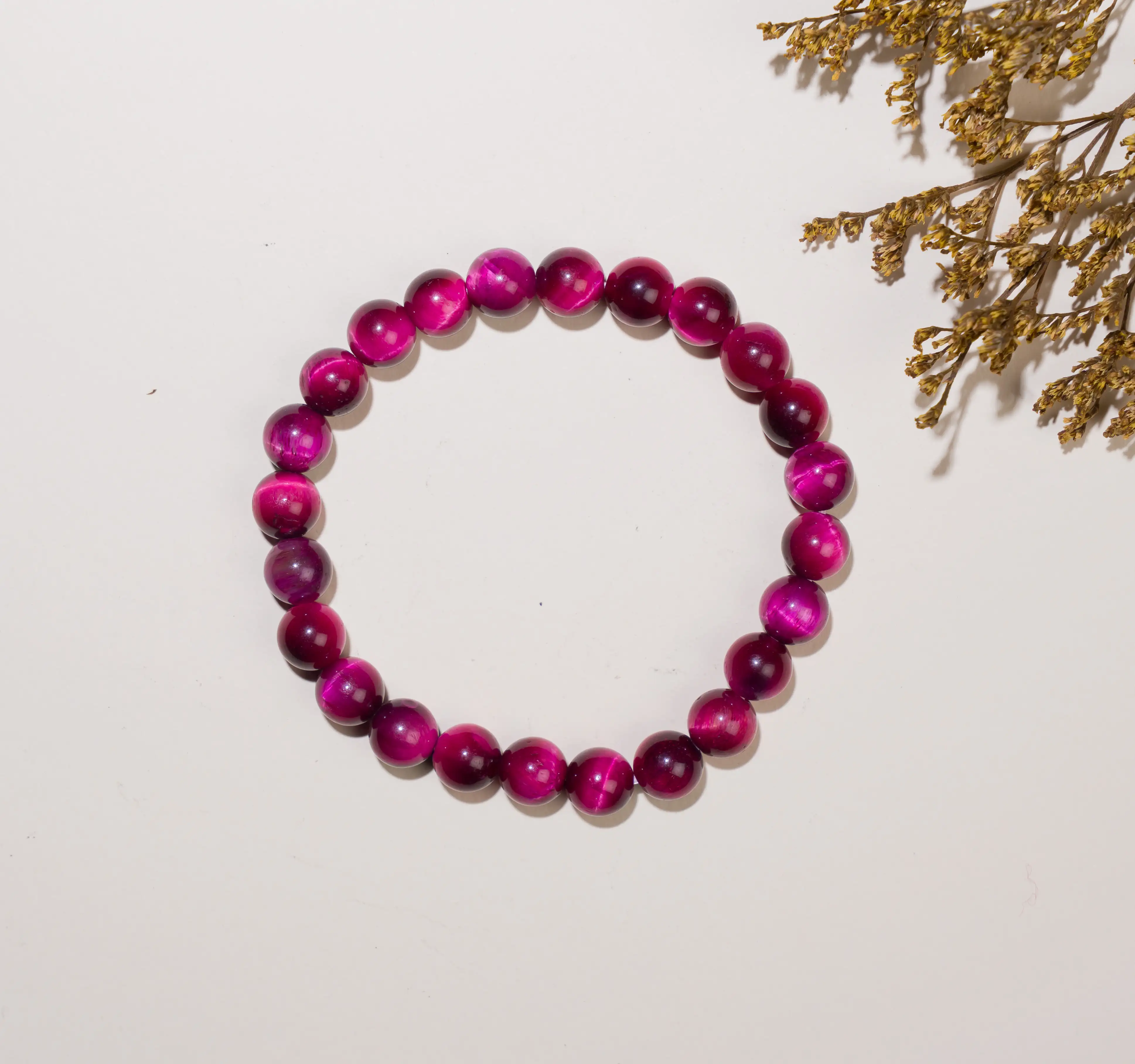 8mm Pink tiger eye Crystal stone Bracelet - secondary