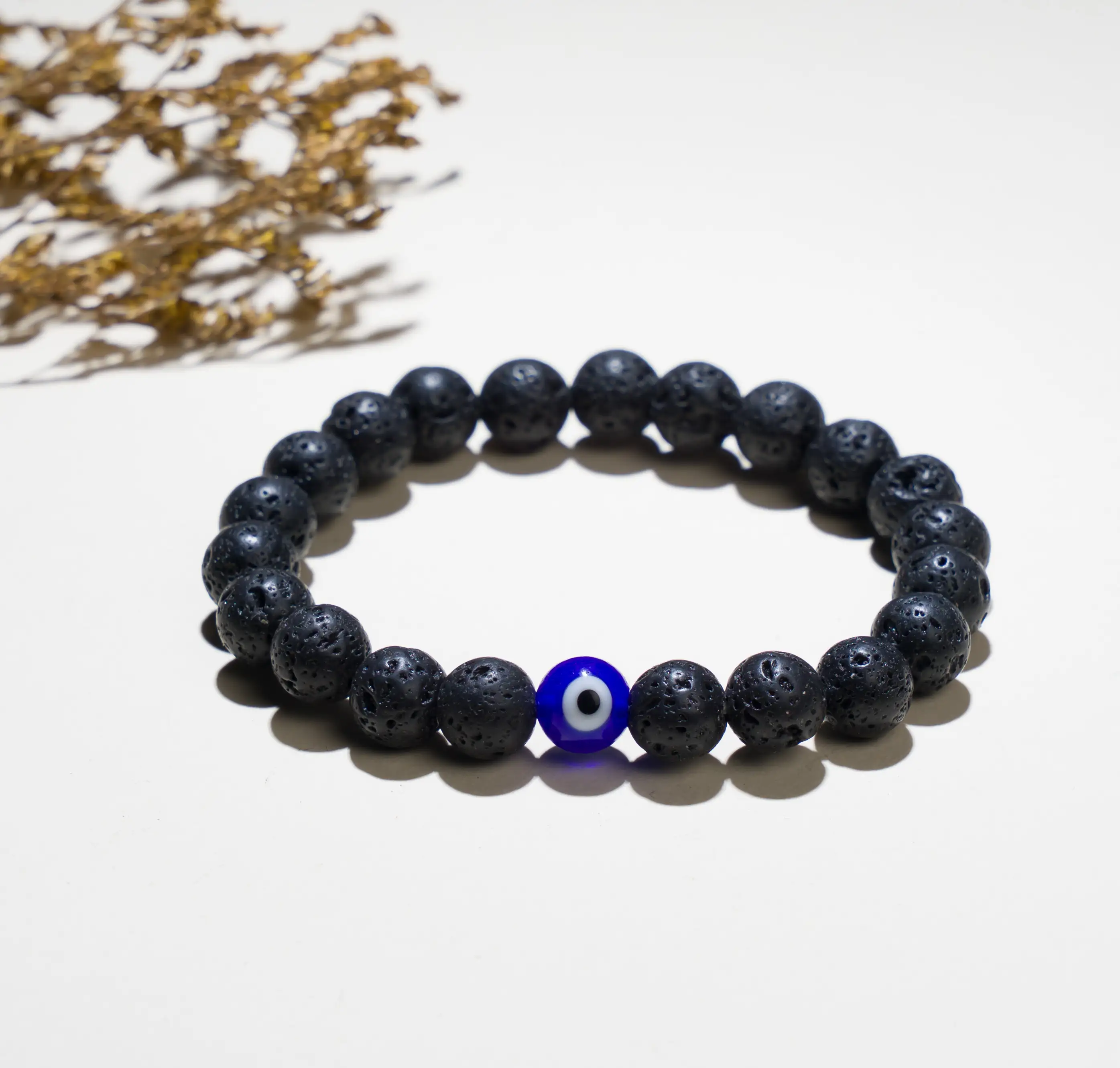 8mm Evil eye Lava original crystal stone Bracelet