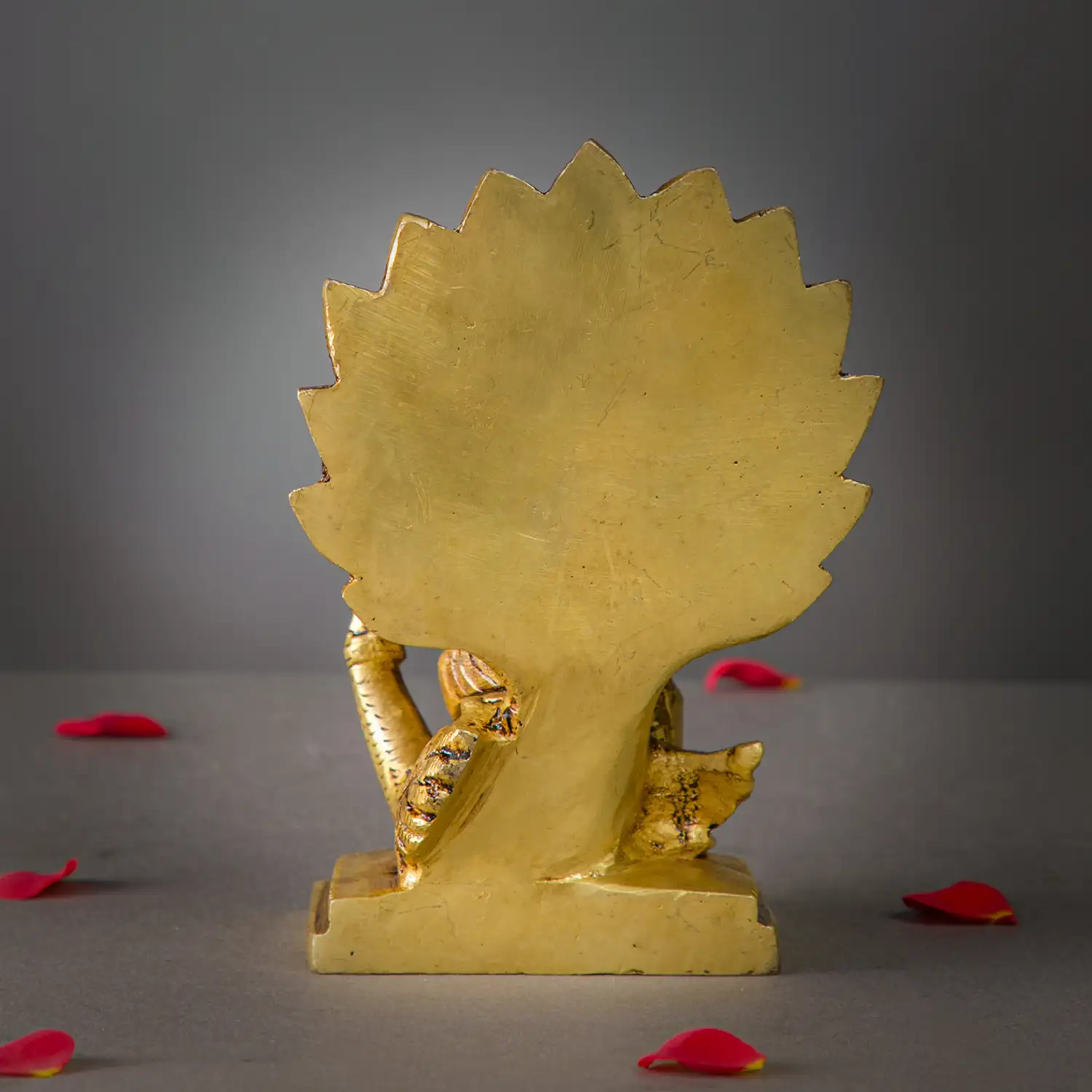 6 inches Sitting Brass Murugan with vel and Peacock idol - image 4