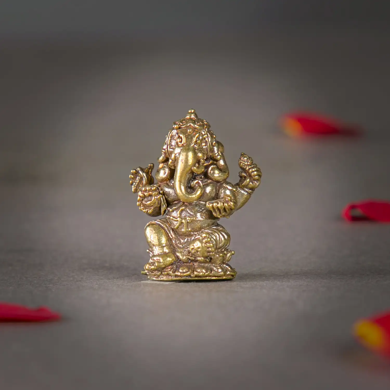 1 inch miniature 3 face Brass Sitting Ganesha idol