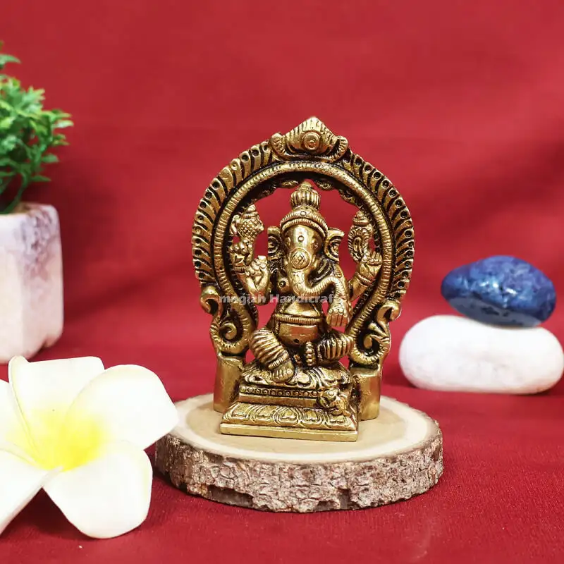 3.5 inches Brass frame Ganesha idol SC