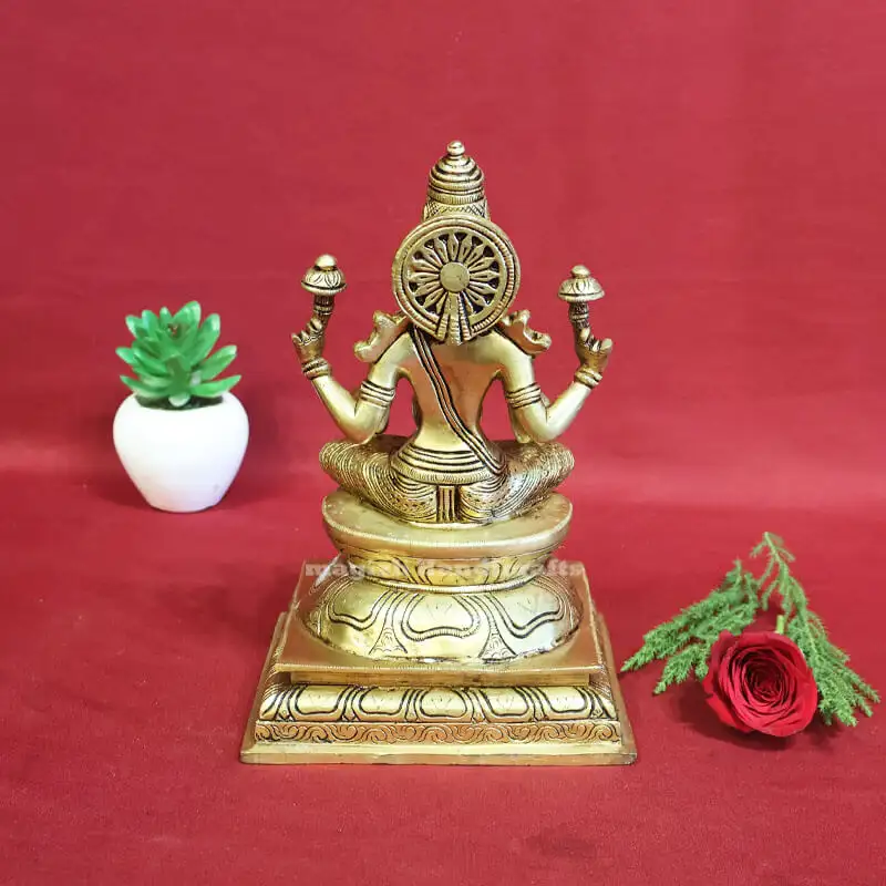 9 inches Brass Dhana Lakshmi idol Rec Base - image 3