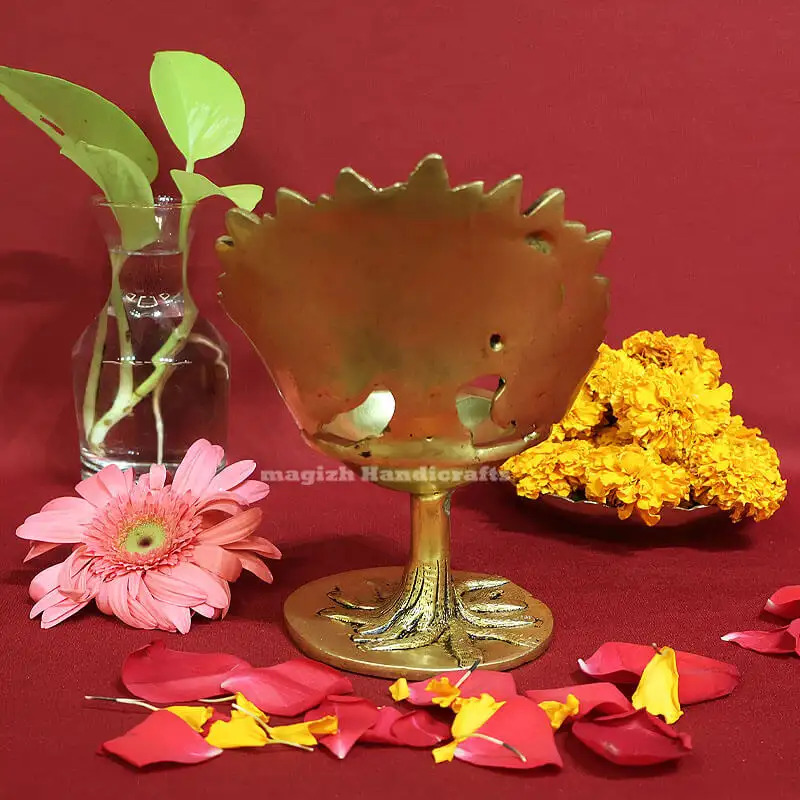6.5 inches Brass Karpaga Vriksham tree Lamp - image 3