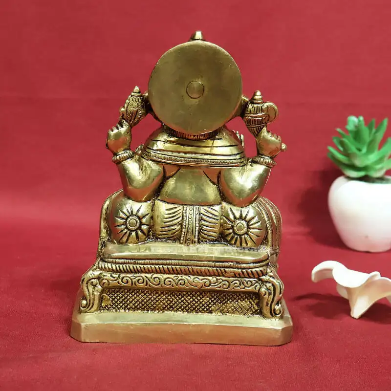 7 inches Brass Sitting Ganesha SC - image 3