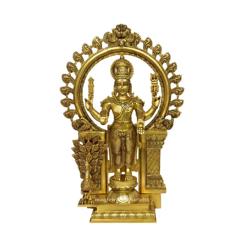 22 inches Brass Frame Murugan Idol SC - image 4