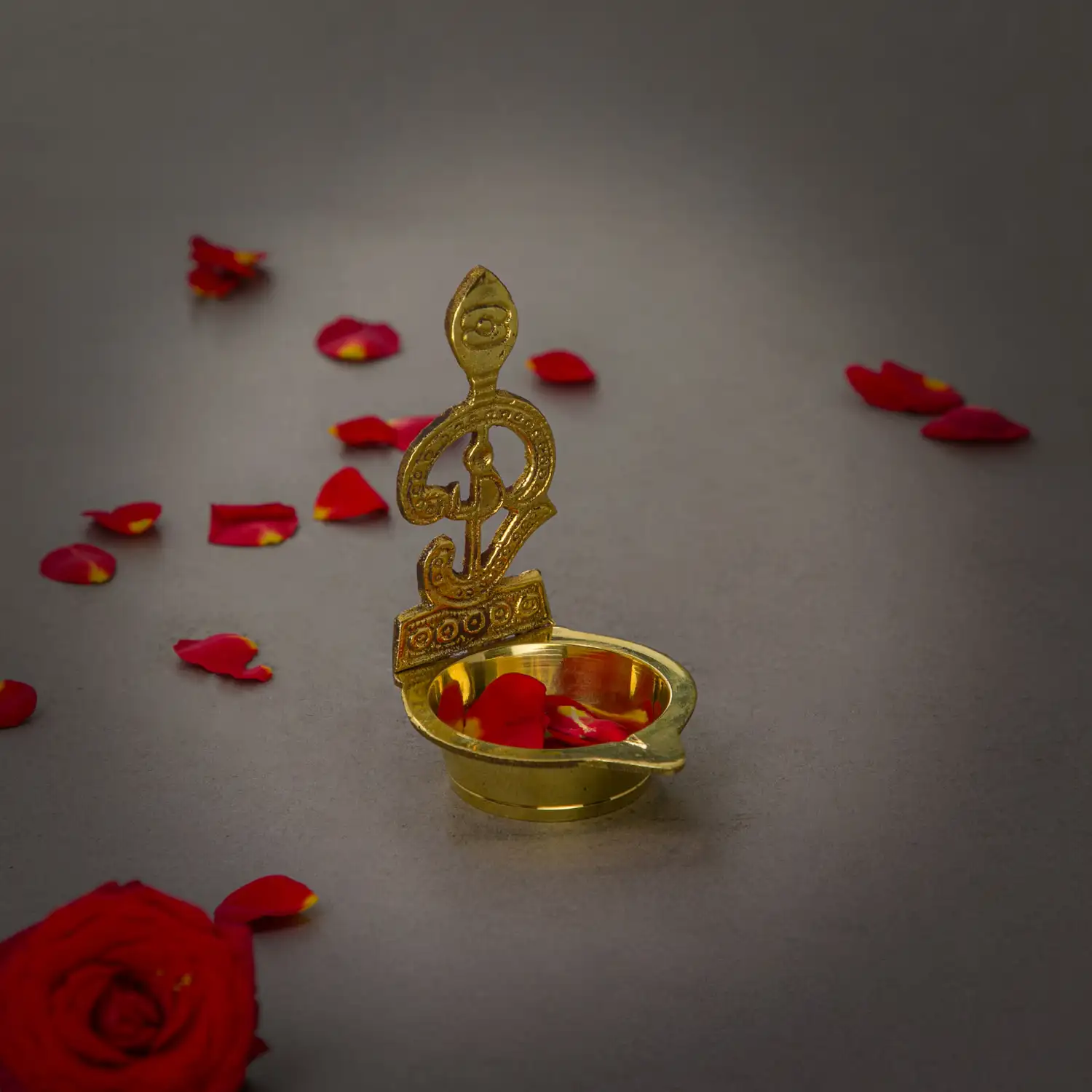 3.5 inches Om Vel Brass Vilakku for Murugan - image 3
