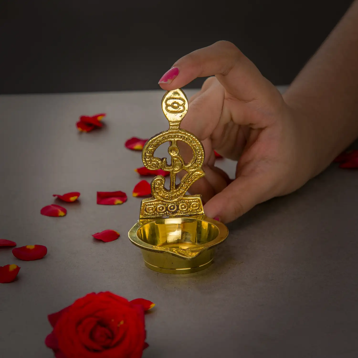 3.5 inches Om Vel Brass Vilakku for Murugan