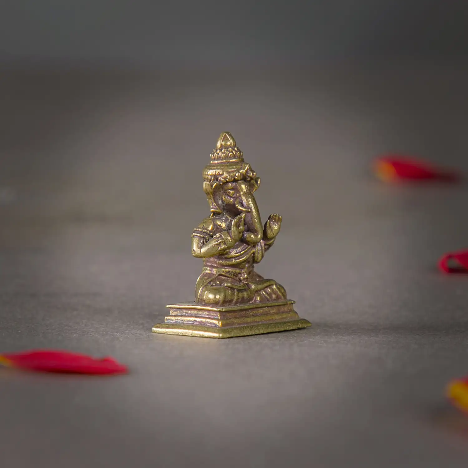 1 inch Mini Brass Sitting Asirvad Ganesha idol - secondary