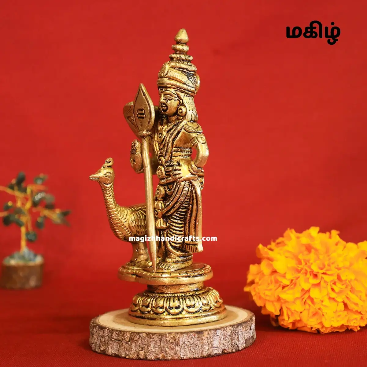 Brass Standing Murugan Vel Mayil 6 inches - image 4