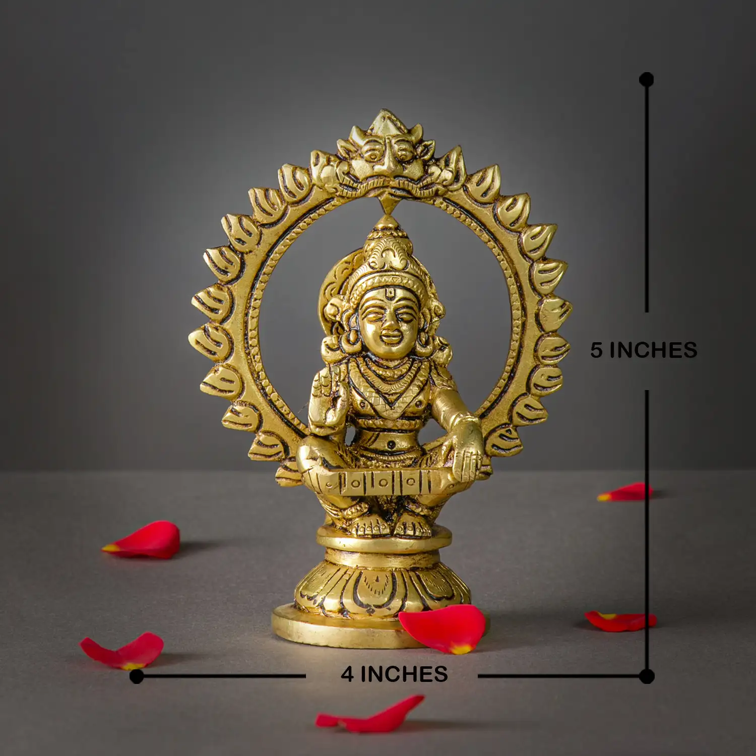 5 inch Brass Ayyappan Swamy Idol with thiruvachi - image 5