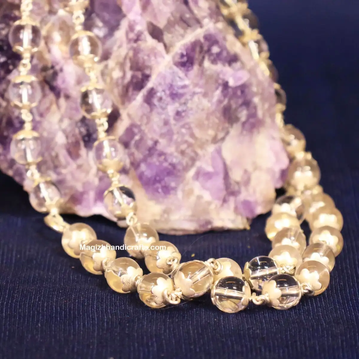 8mm Spadigam malai with Silver cup 54 beads - image 3