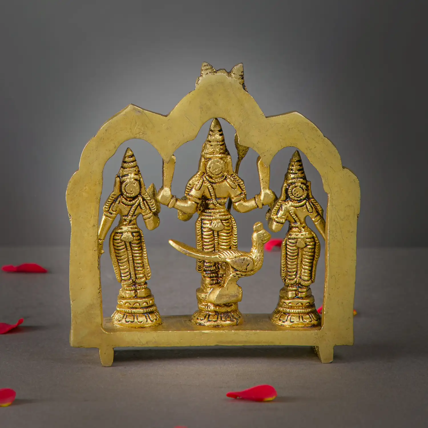 5.5 inches Brass Murugan Valli Deivanai frame idol - image 4