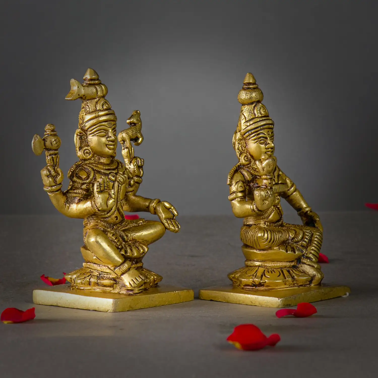 4 inches God Shiva and Goddess Parvathi sitting Separate brass idol - secondary