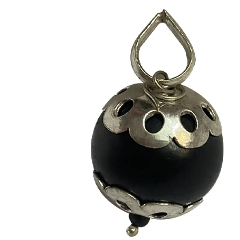 Original Karungali / Ebony Wood bead pendant 20mm - secondary