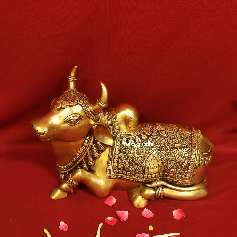 Brass Nandhi idol - 10 inches - image 2