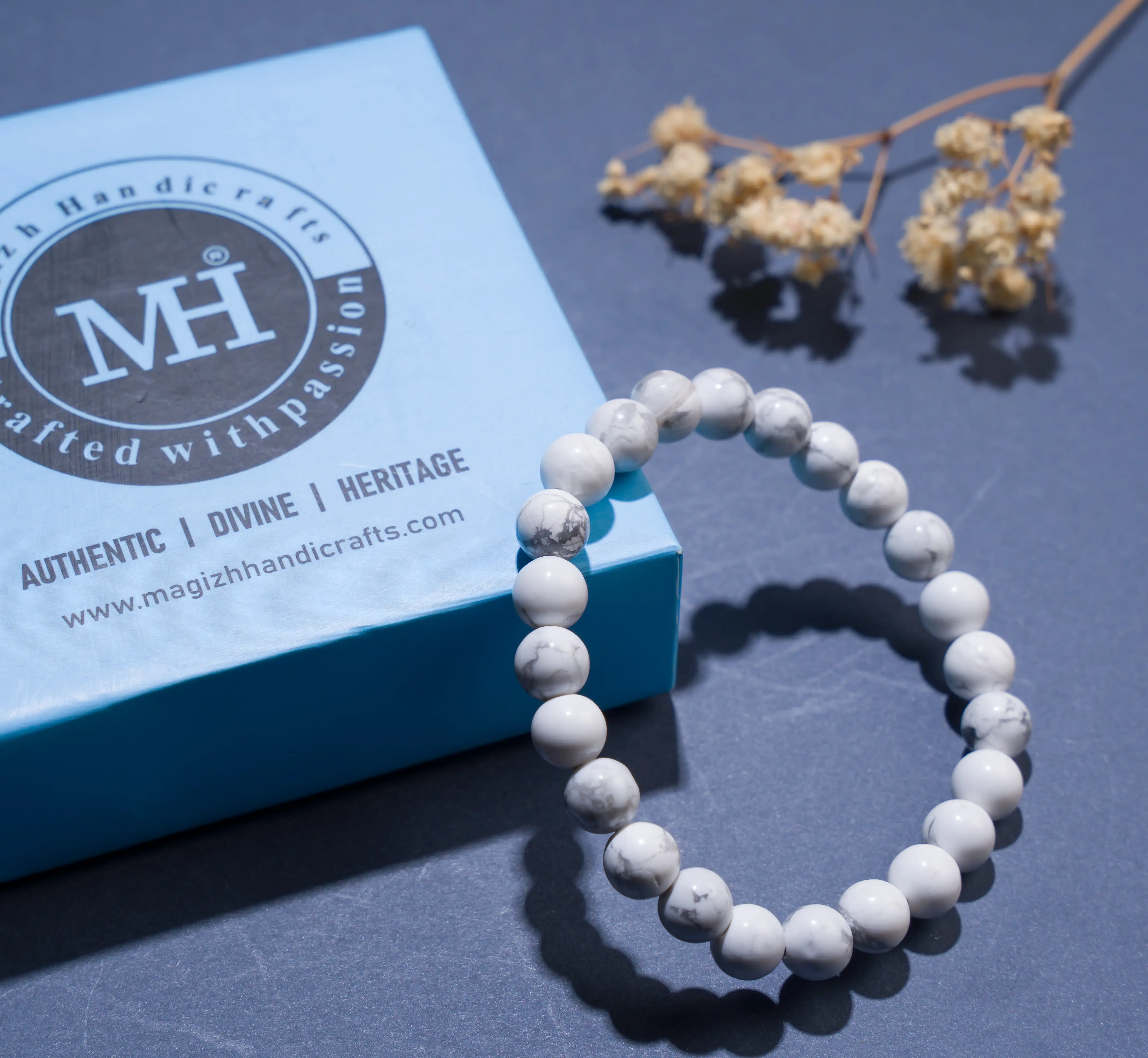 Howlite White Crystal Bracelet (8 mm) - image 3