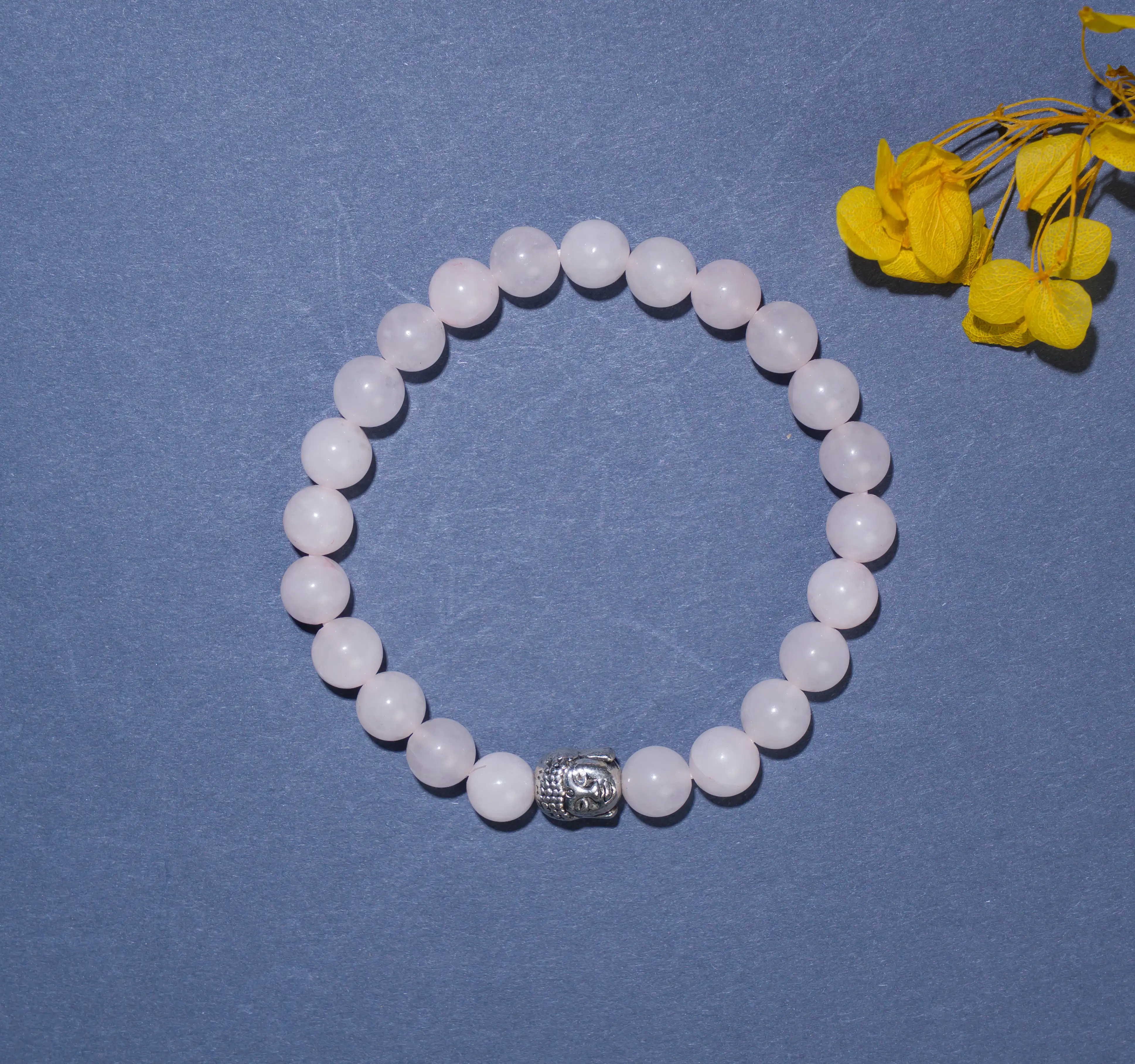 8mm Rose Quartz stone Crystal bracelet with buddha - secondary