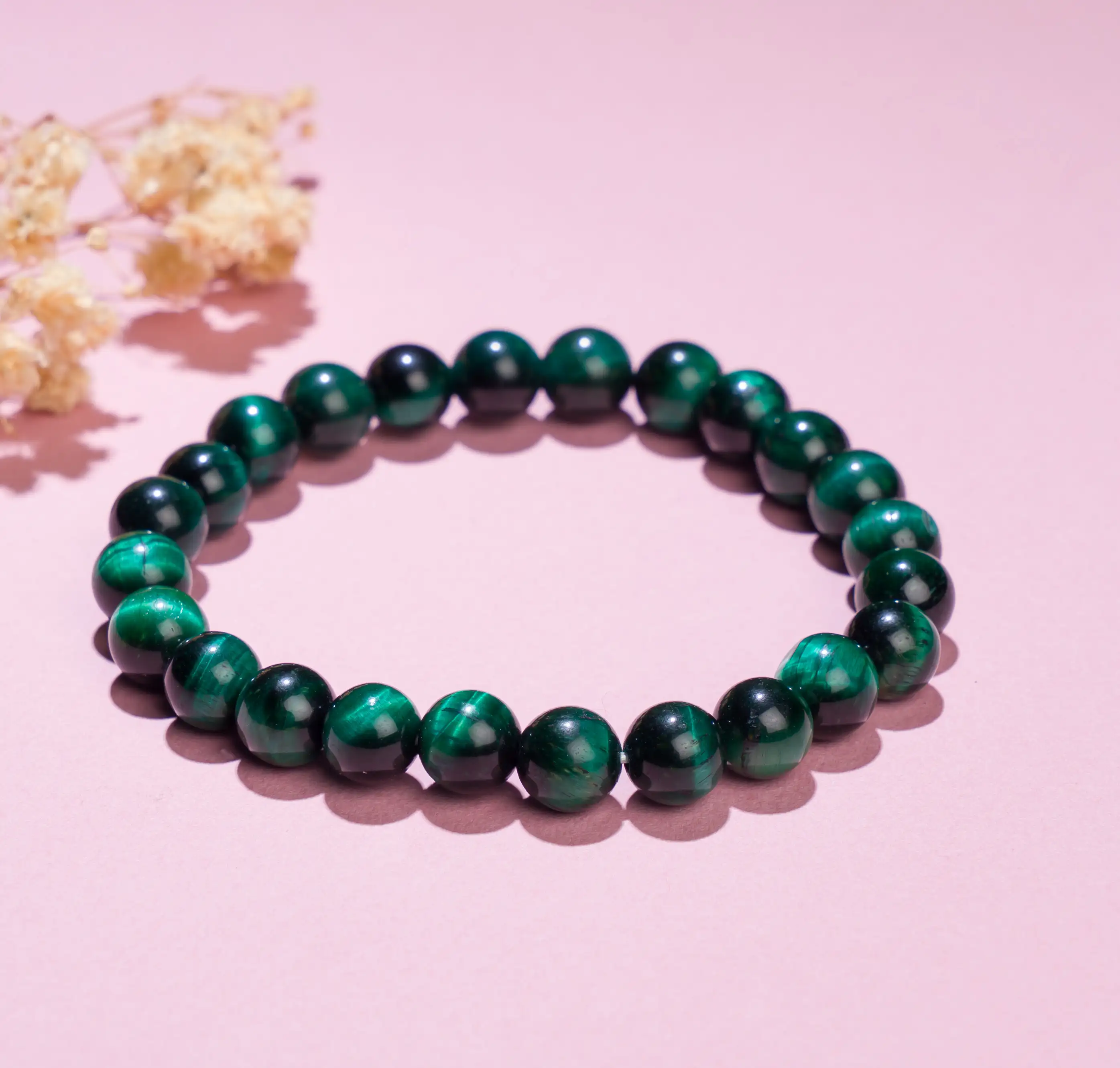 8 mm Green Tiger Eye Original Crystal Stone Bracelet