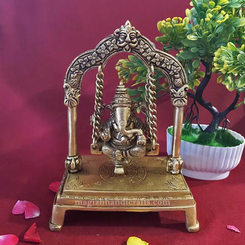 8 inches Brass Swing Ganesha idol - SC