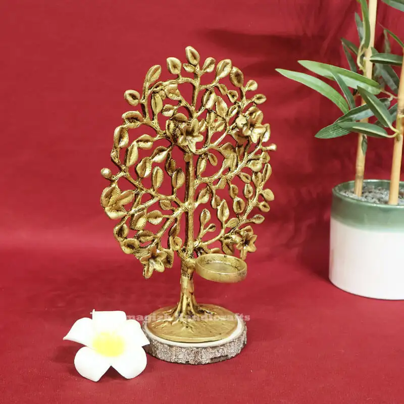 8.5 inches table top Brass karpaga vriksham tree with Lamp holder - image 4