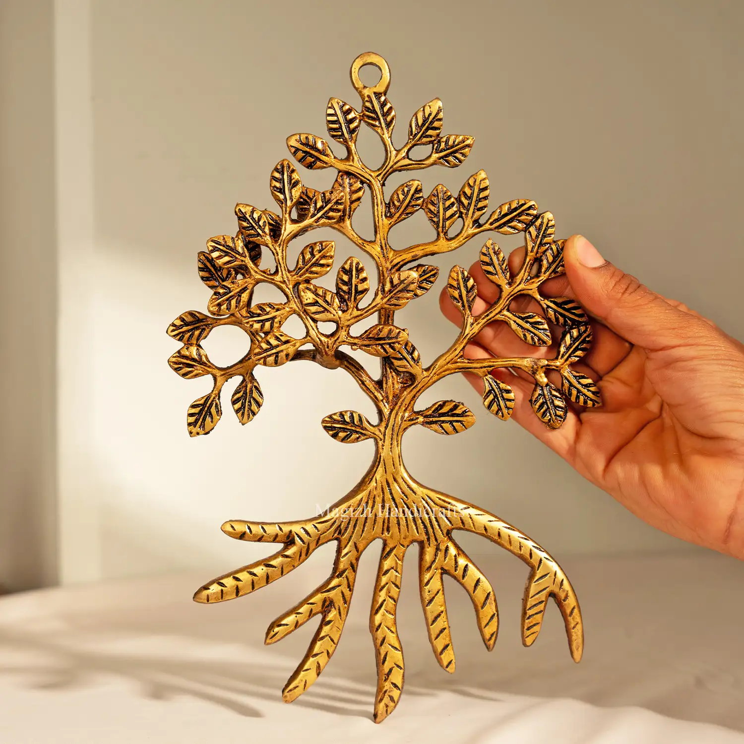 9 inches Brass Karpa Vriksham tree wall hanging - image 3