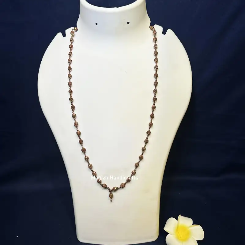 Original Rudhraksham natural color with Impon cup 54 Beads - 6mm