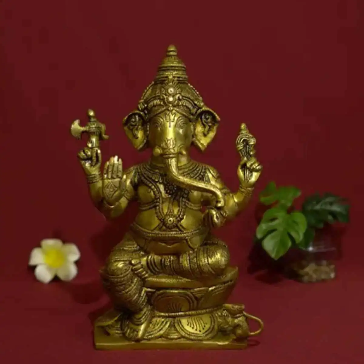 1 feet Grass Sitting pillayar Statue