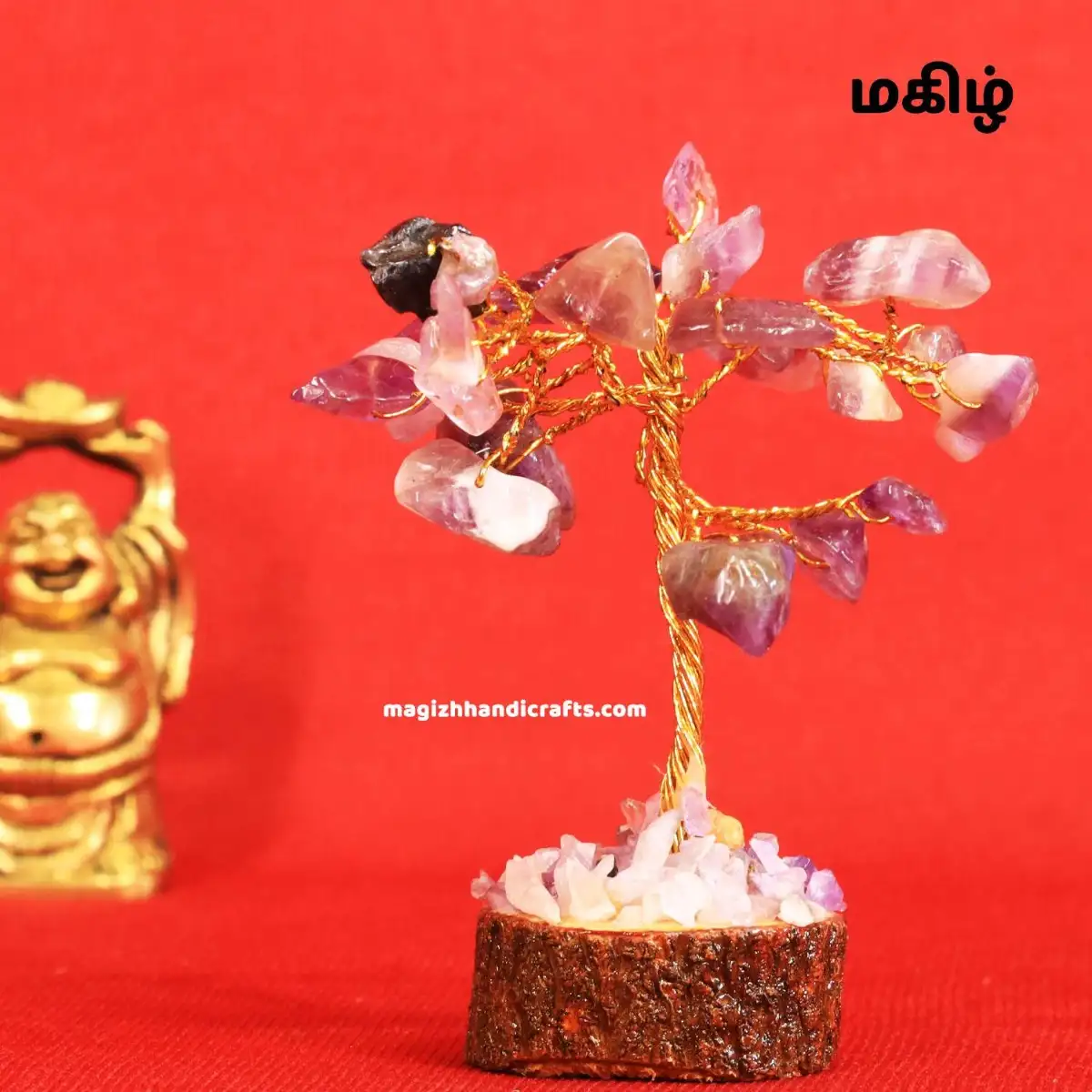 Mini Amethyst crystal stone tree - 25 beads