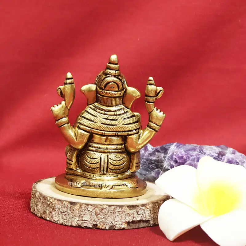 3 inches Brass Ganesha Round Base SC - image 3