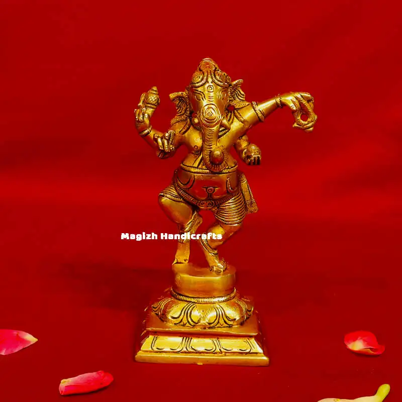 Brass Dancing Ganesha 6 inches