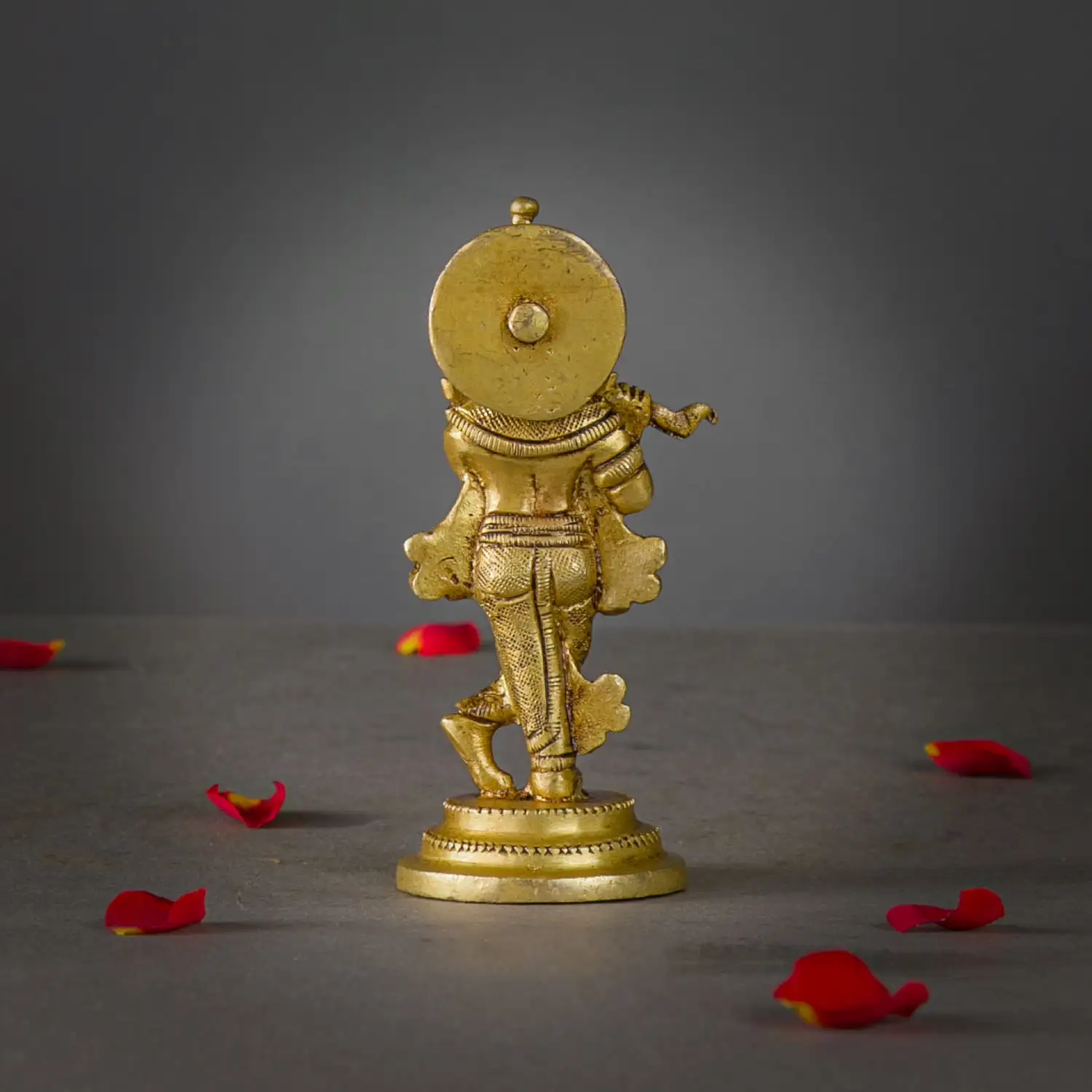 4 inches brass standing Krishna with flute - image 4