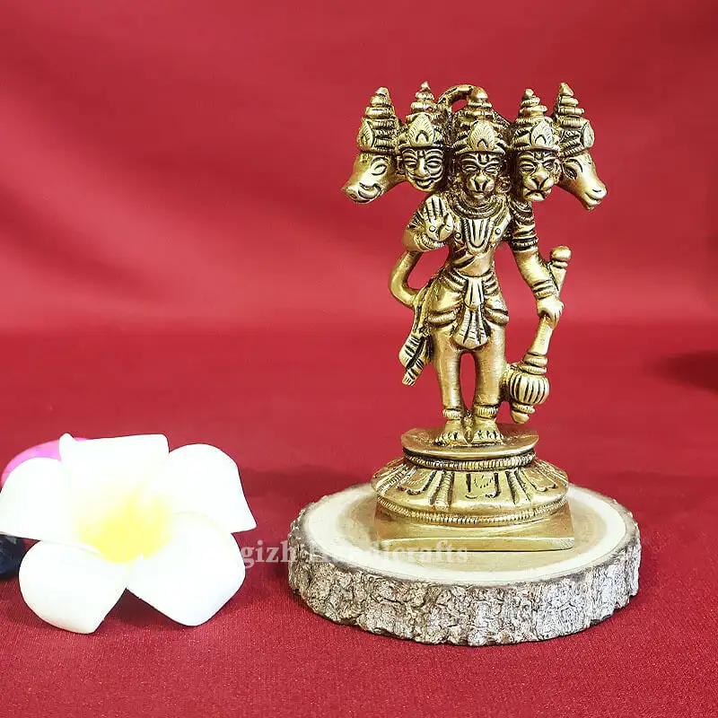 4 inches Brass Panchamuga Hanuman standing idol