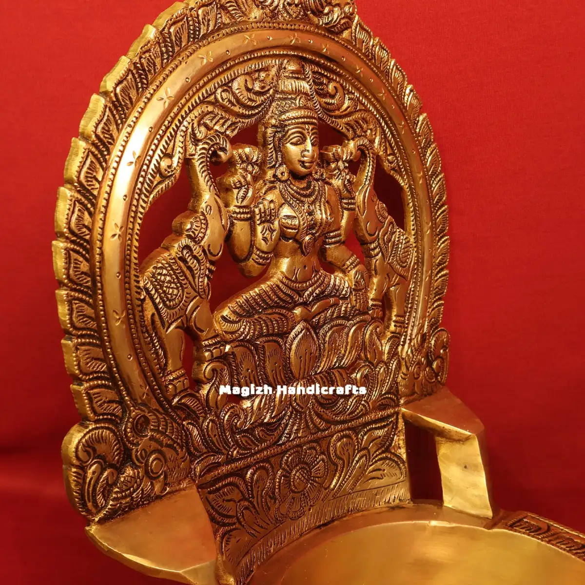 Big size Brass Gaja Lakshmi Lamp 17 inches - image 3