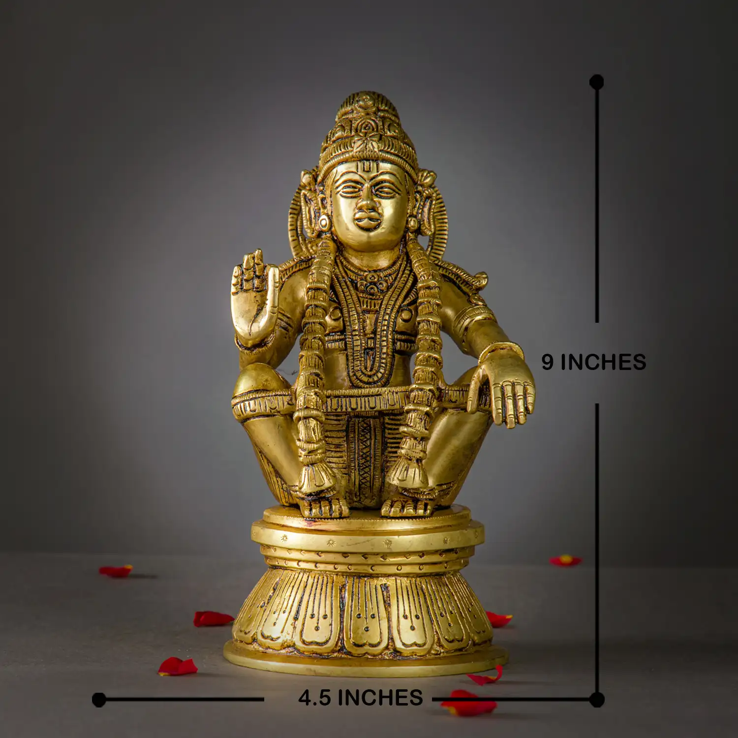 9 Inch Handcrafted Premium Brass Ayyappan Swamy Idol - image 4
