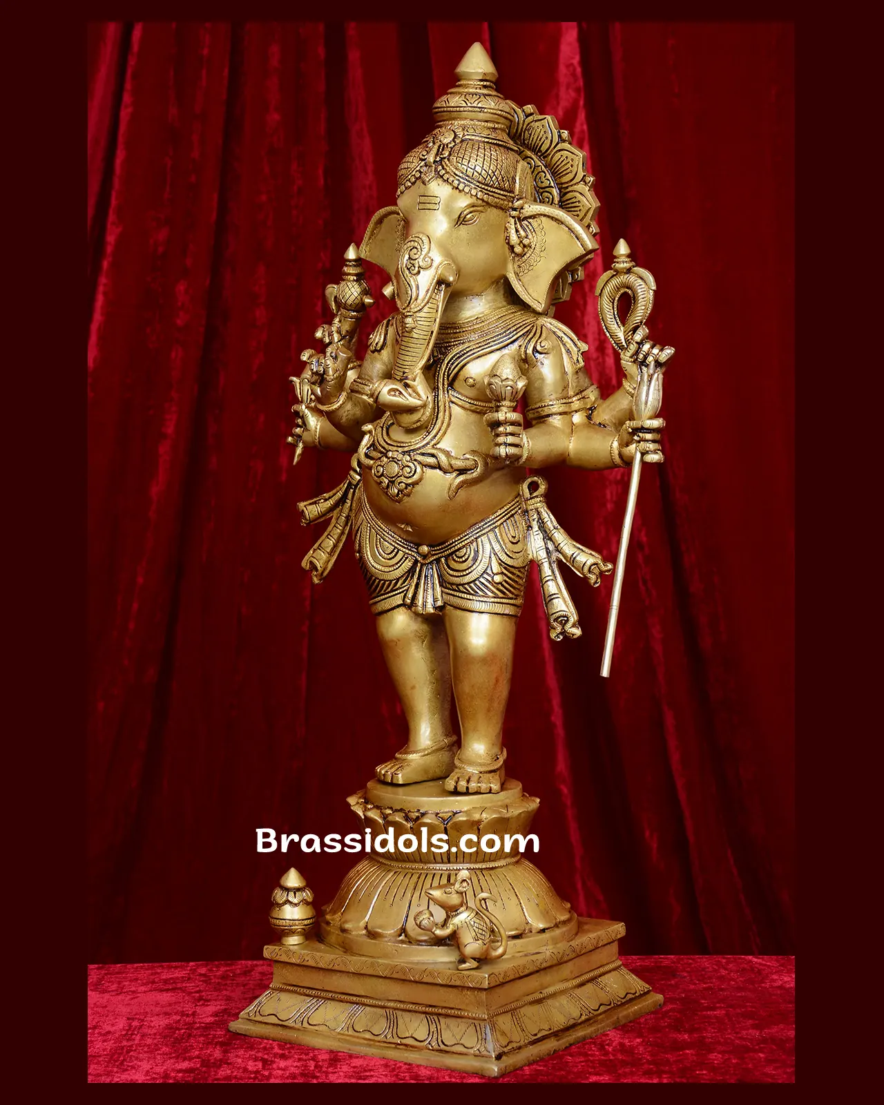 Brass Standing Six-Hand Ganesha Idol for Home and Puja - 26 inches - image 4