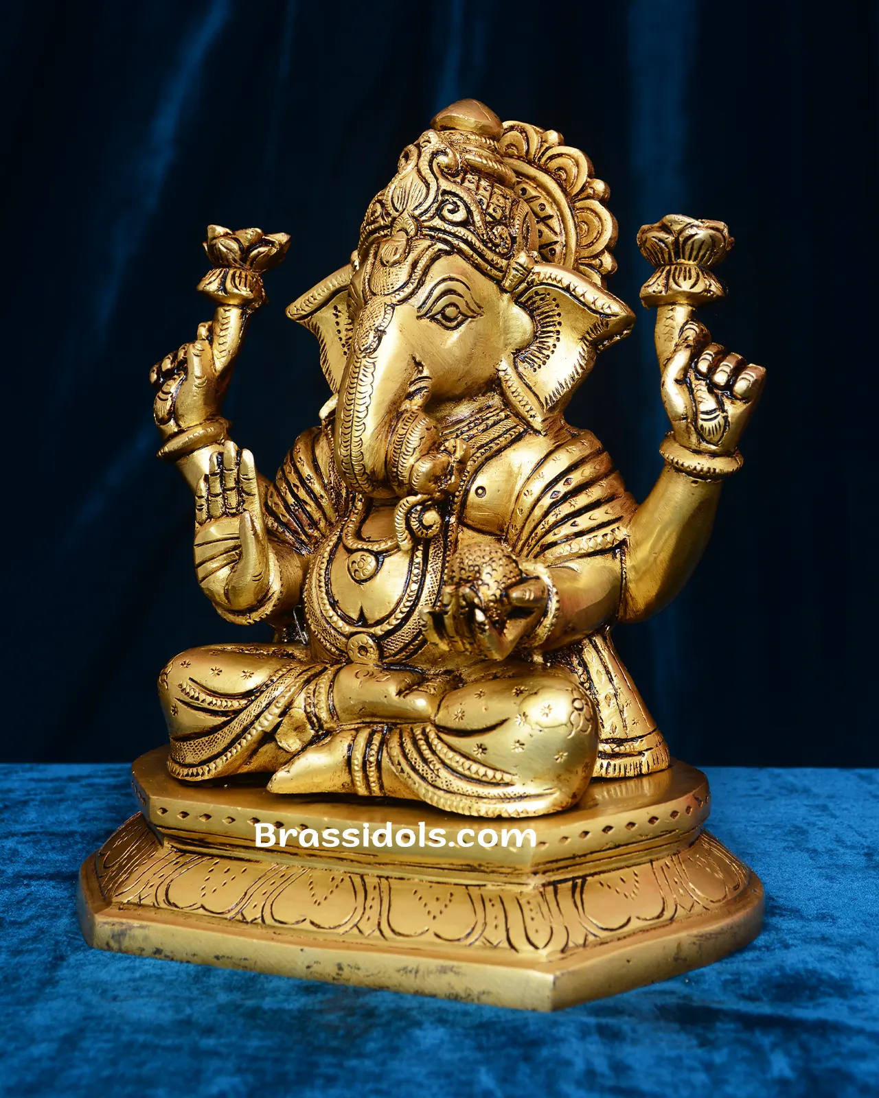 Brass Dagudu Ganesh idol - 8.5 inches - image 3