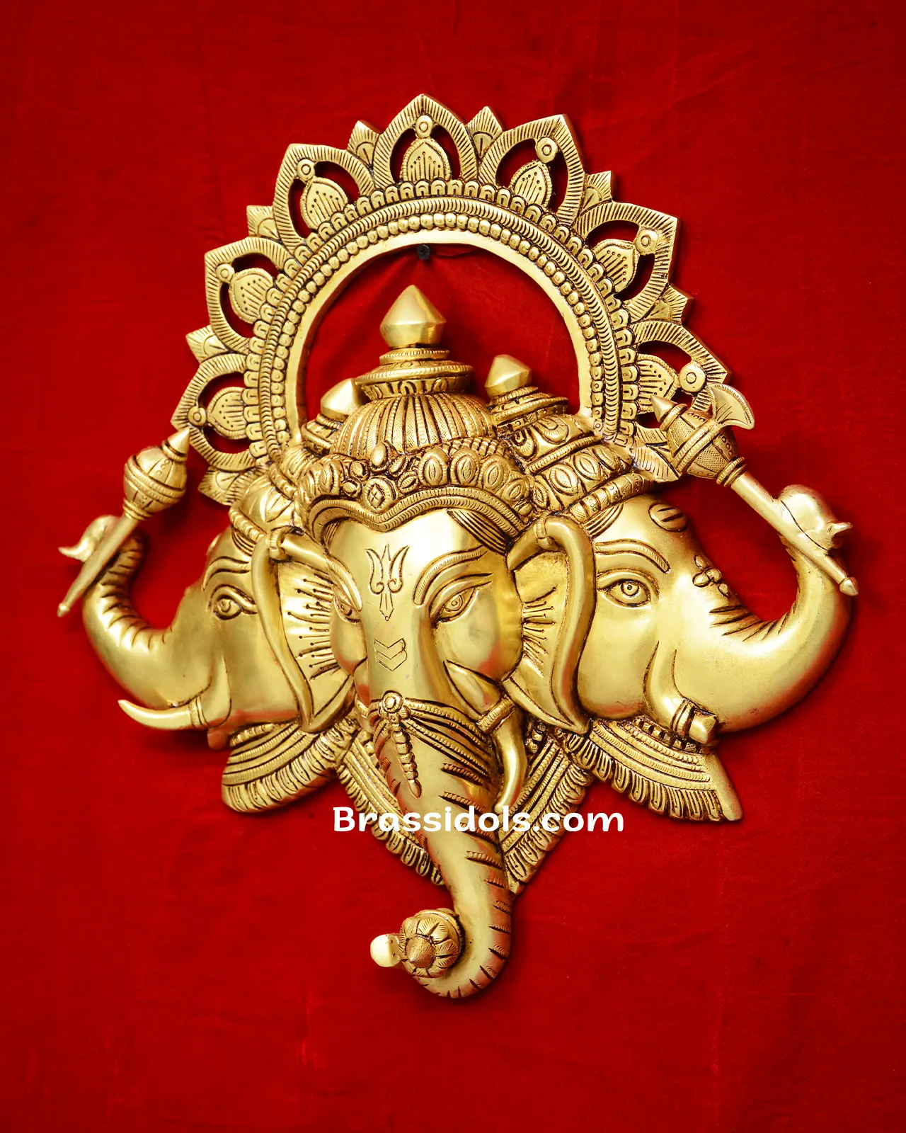 Brass 3 Face Ganesha Wall Hanging - image 3