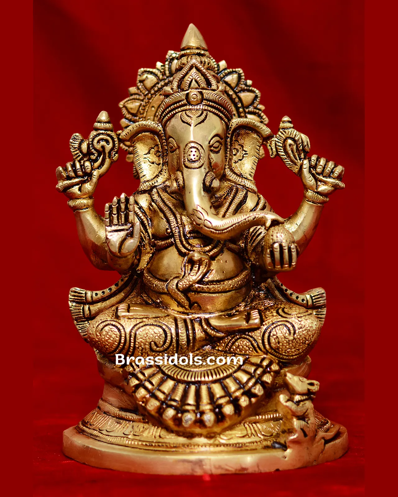 Brass Dagudu Ganesha idol - 8 inches